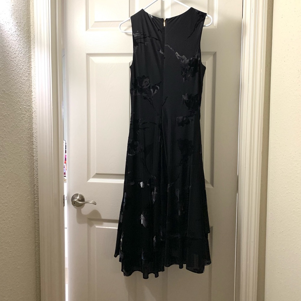 Asymmetrical Stretch Velvet Satin Black Dress Donna Karan - Picture 3 of 9